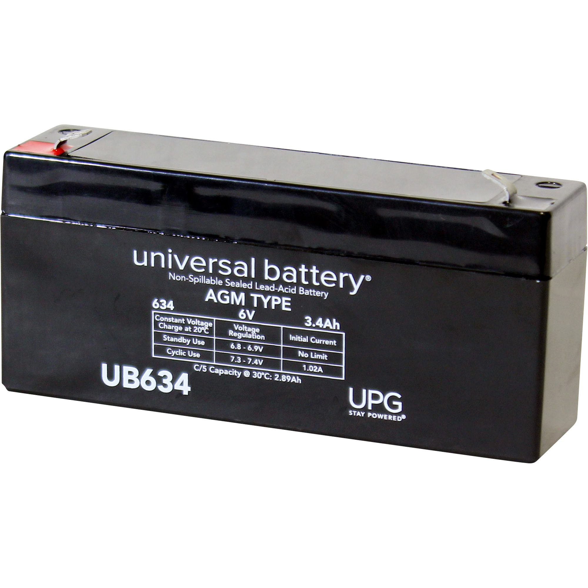 Upg Universal Sealed Lead Acid Battery — Agm Type 6v 34 Amps Model